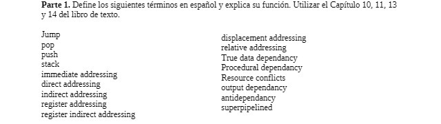 Parte 1. Define los siguientes terminos en