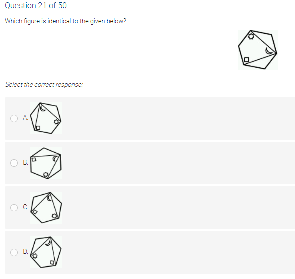 ANSWER ONLY NOT EXPLANATION Question 21 of 50