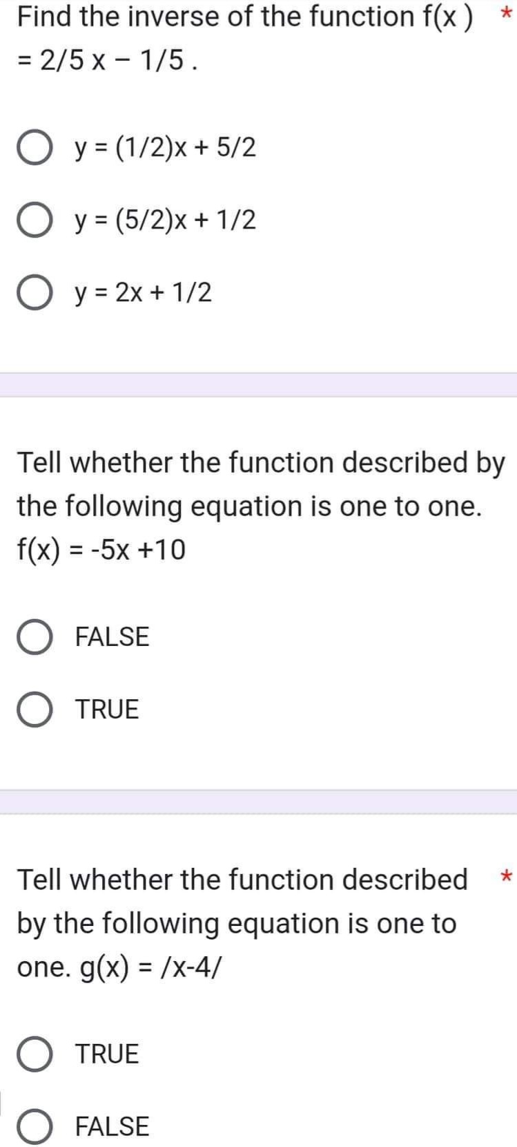 Read each statement/question carefully. Choose