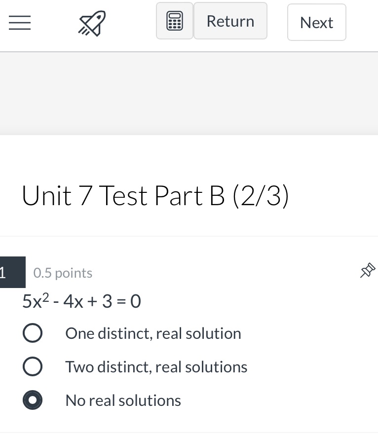 E g Return Next Unit 7 Test Part B (2/3) I 0.5