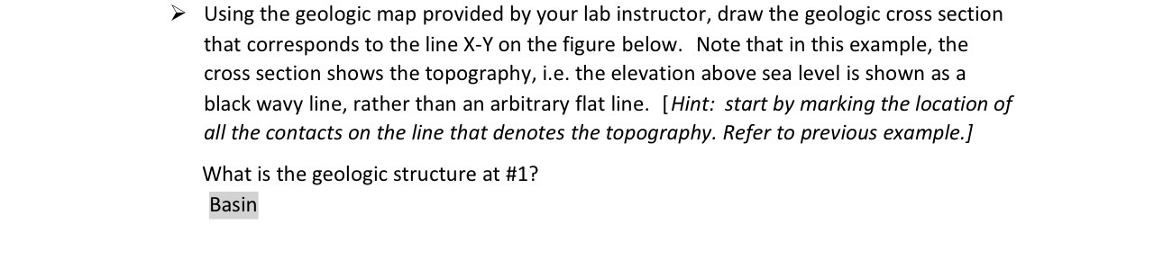 > Using the geologic map provided by your lab