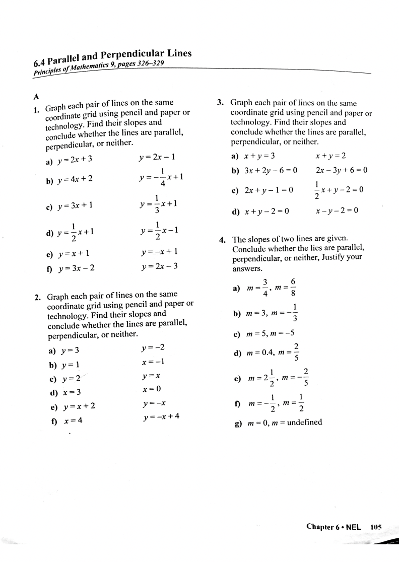 6.4 Parallel and Perpendicular Lines Principles