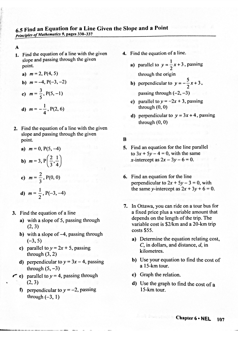 6.4 Parallel and Perpendicular Lines Principles