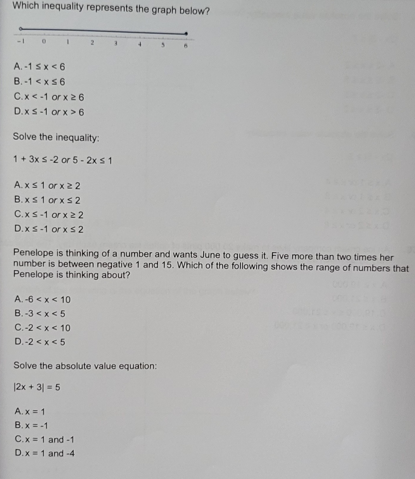 Solve for y: 2x - 5y = 10 A. ) = 2x - 2 B. 1=