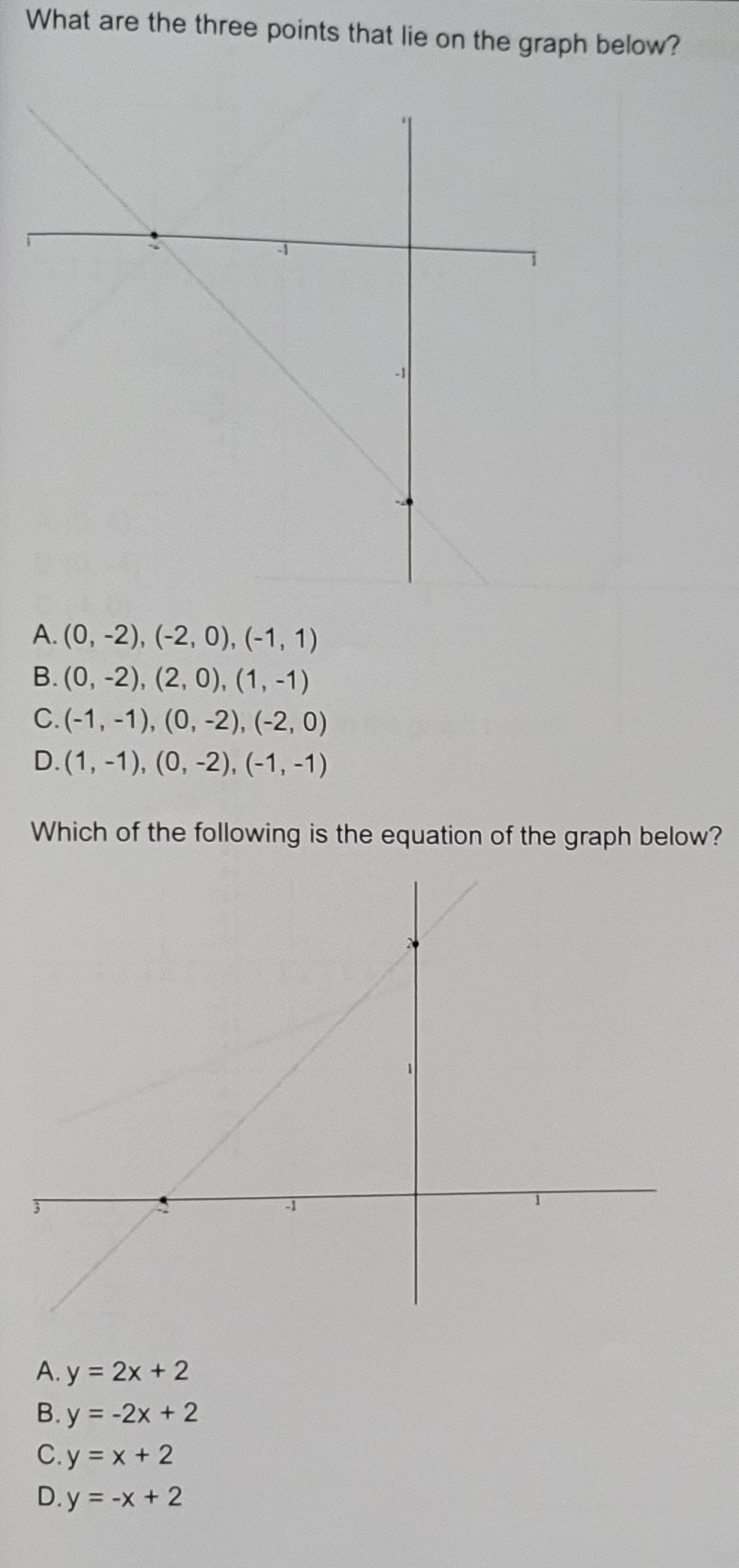 Solve for y: 2x - 5y = 10 A. ) = 2x - 2 B. 1=