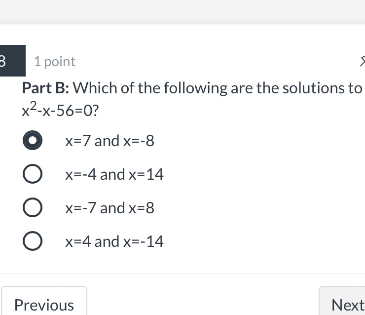 I 1 point 5 Part B: Which of the following are