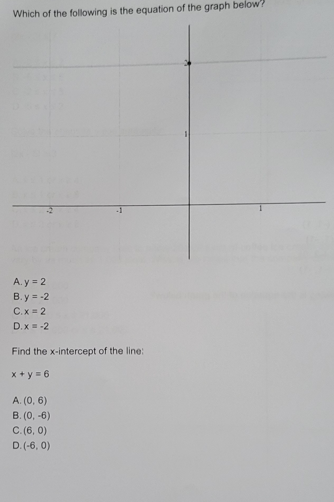Solve for y: 2x - 5y = 10 A. ) = 2x - 2 B. 1=