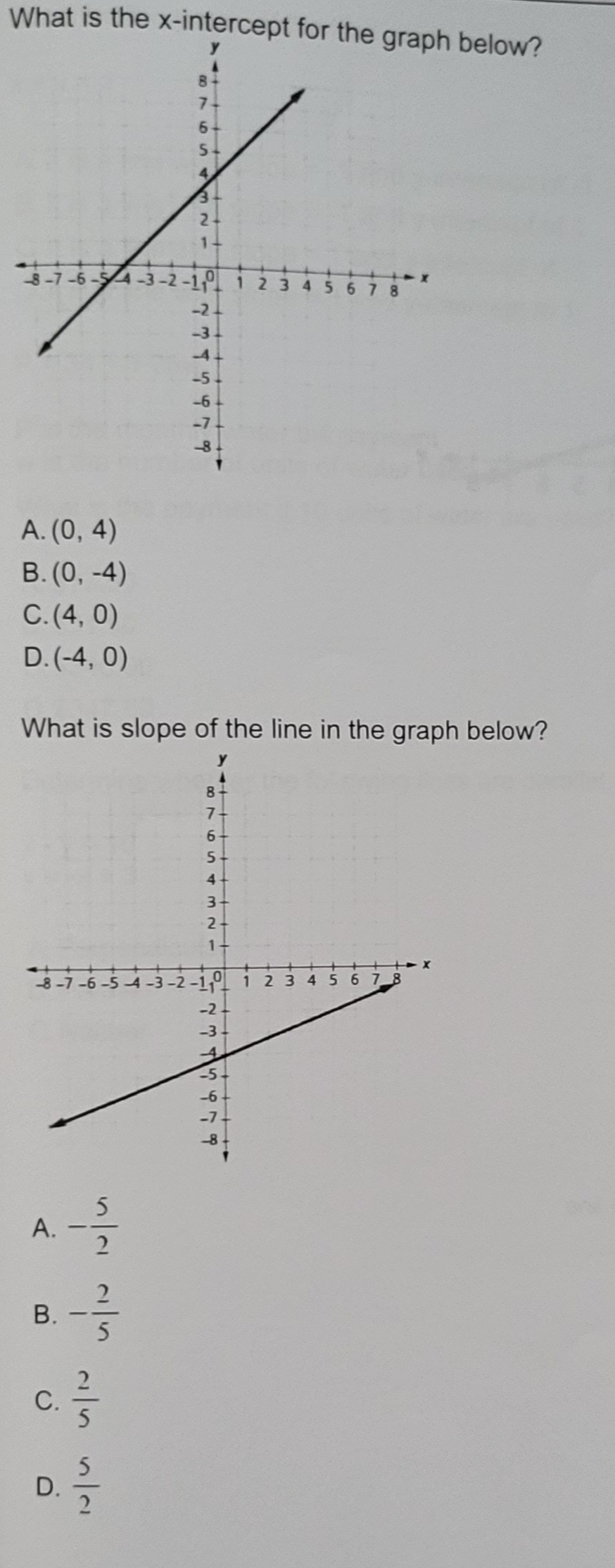 Solve for y: 2x - 5y = 10 A. ) = 2x - 2 B. 1=