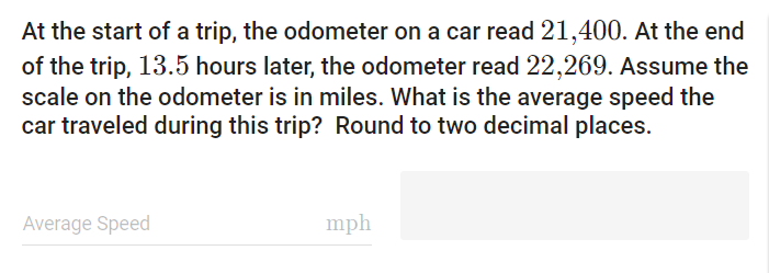 At the start of a trip, the odometer on a car