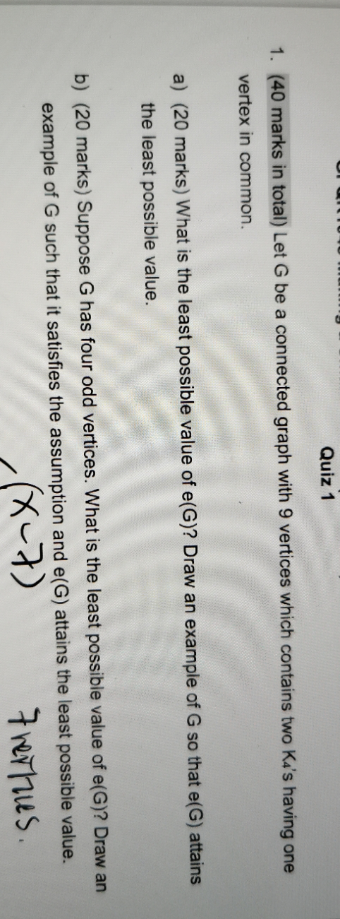 how to do question 1 Quiz 1 1. (40 marks in