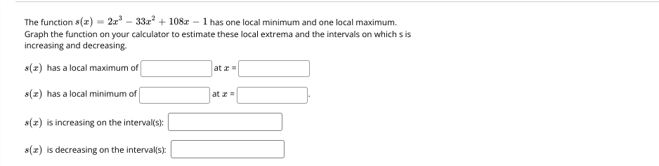 The function s(I) = 2:* - 33x* + 108:1 - 1 has