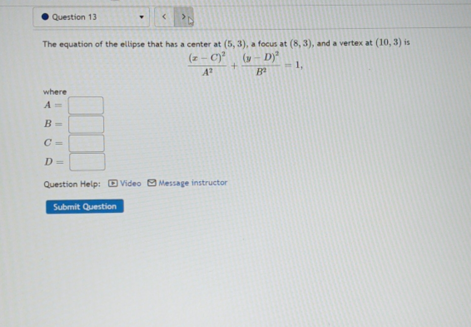 question is in picture . Question 13 The equation