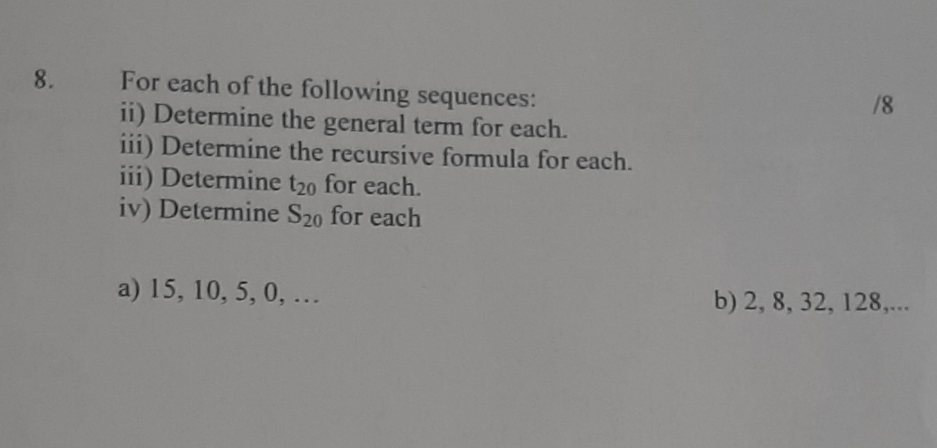 Hurry please 8. For each of the following