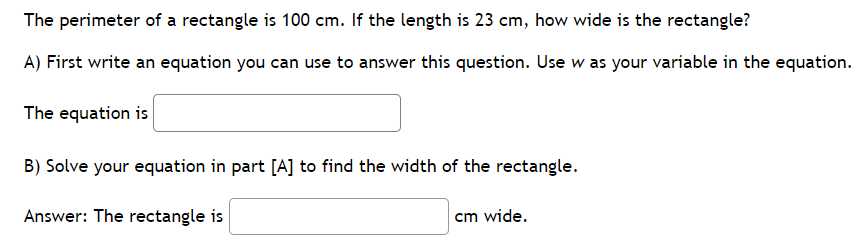 The perimeter of a rectangle is 100 cm. If the