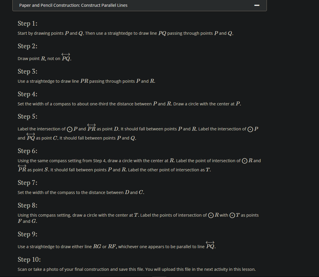 NEED STRAIGHT EDGE Paper and Pencil Construction: