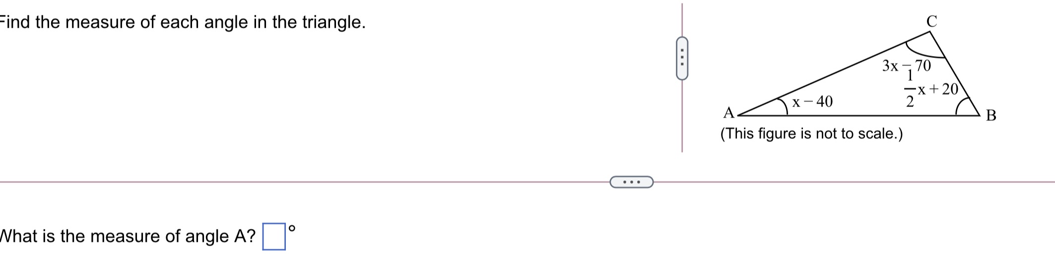 Find the measure of each angle in the triangle.