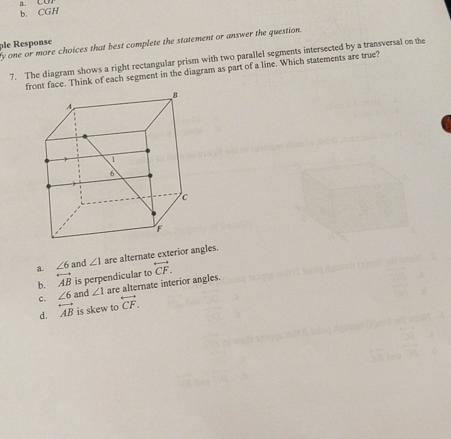 which statements are true? a. b. CGH le Response