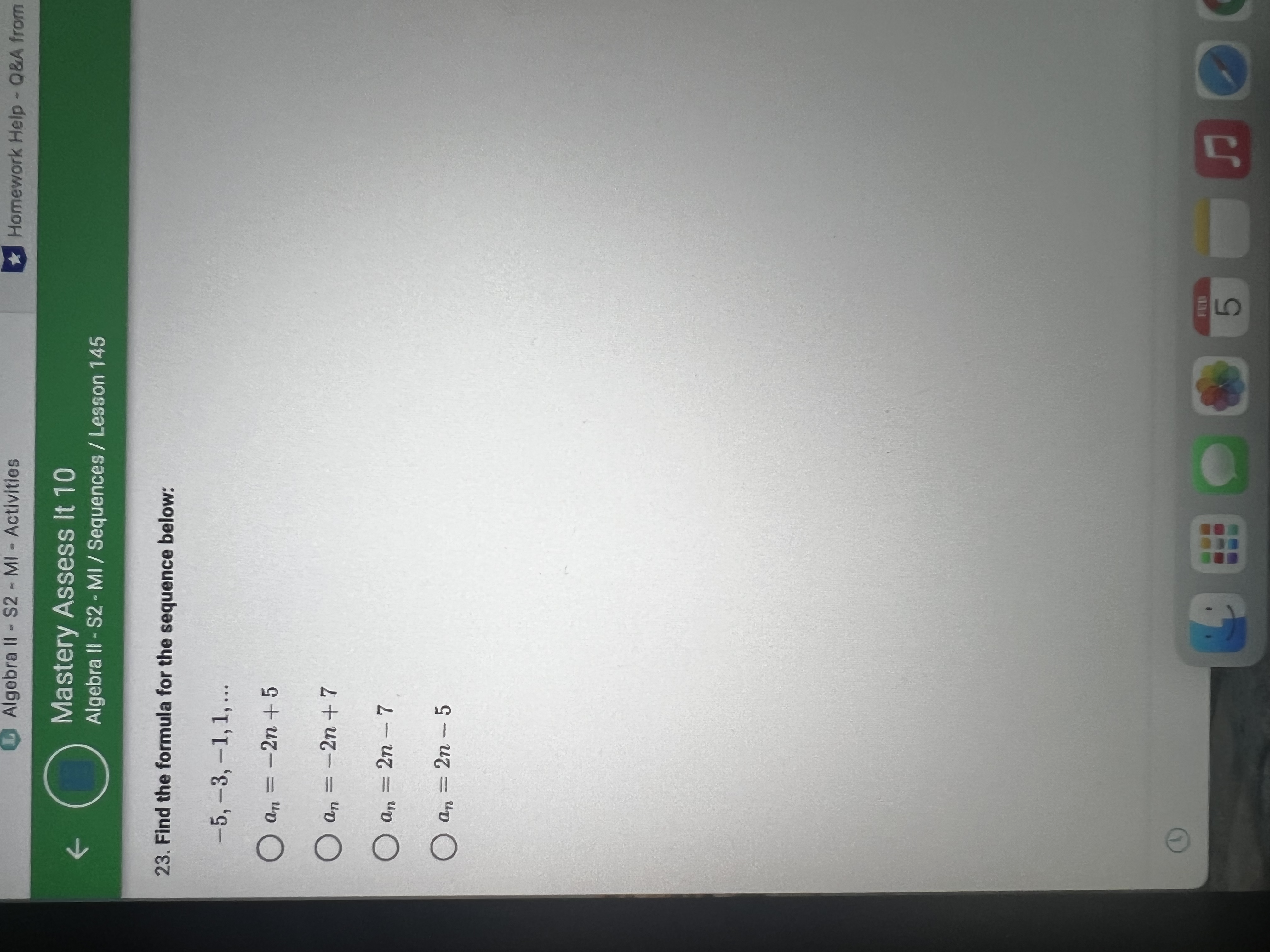 Mastery Assess It 10 Algebra II - $2 - MI /