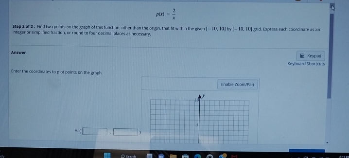 p(x) = HIN Step 2 of 2: Find two points on the