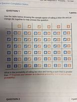 What is the probability of rolling two dice and