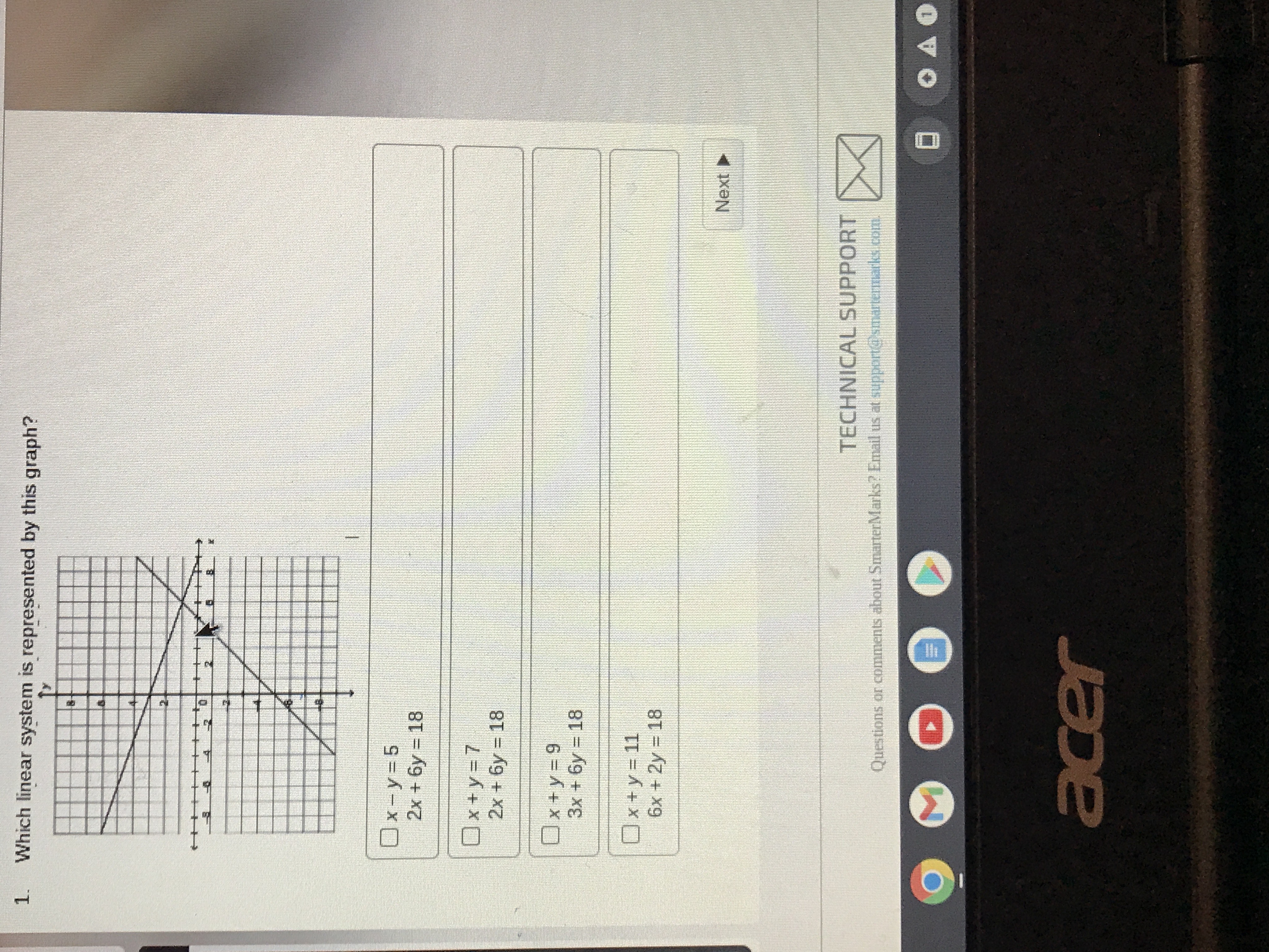 1. Which linear system is represented by this