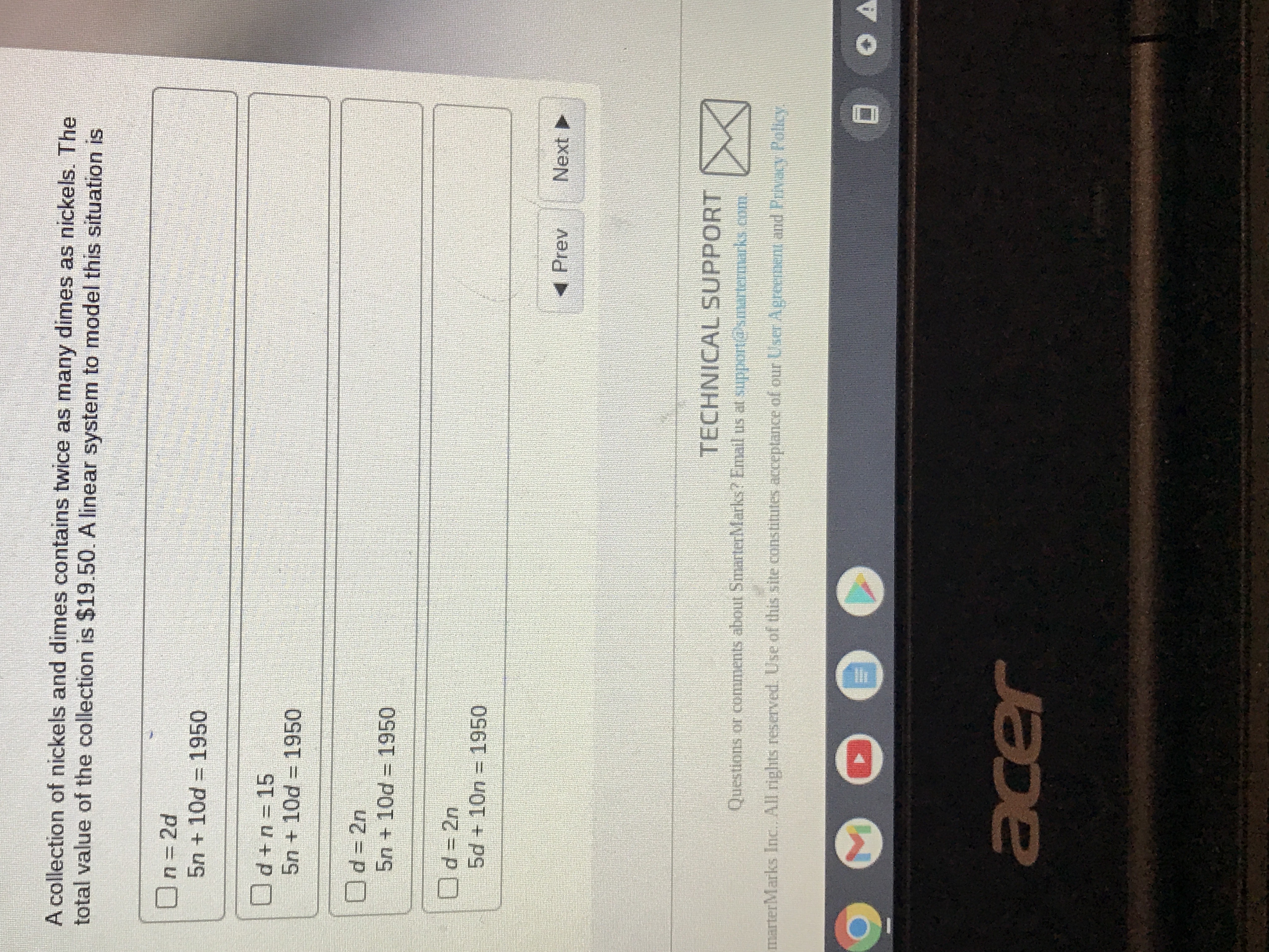 1. Which linear system is represented by this