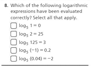 8. Which of the following logarithmic expressions