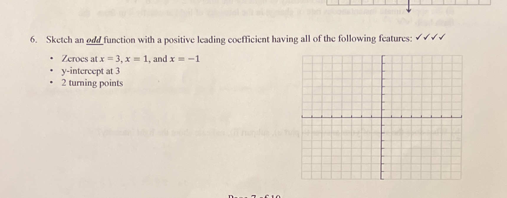 6. Sketch an odd function with a positive leading