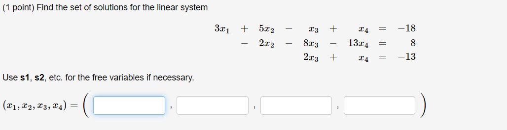 (1 point) Find the set of solutions for the