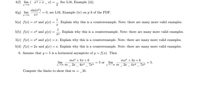 4(f) lim ( #2+_) = -. See L16, Example (iii).
