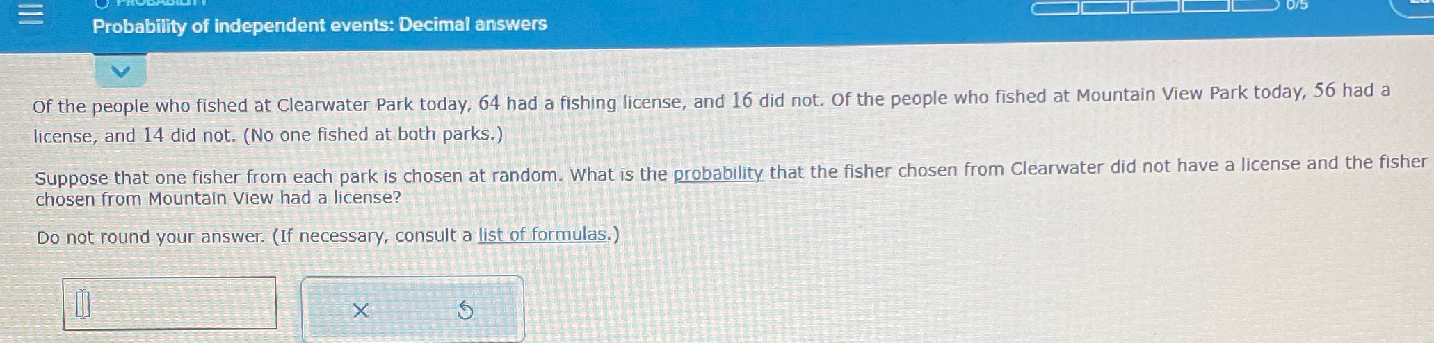 Probability of independent events: Decimal