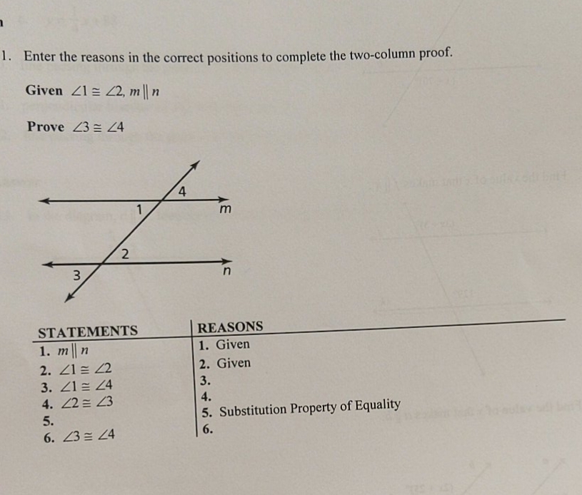 solve for the proof? 1 . Enter the reasons in the
