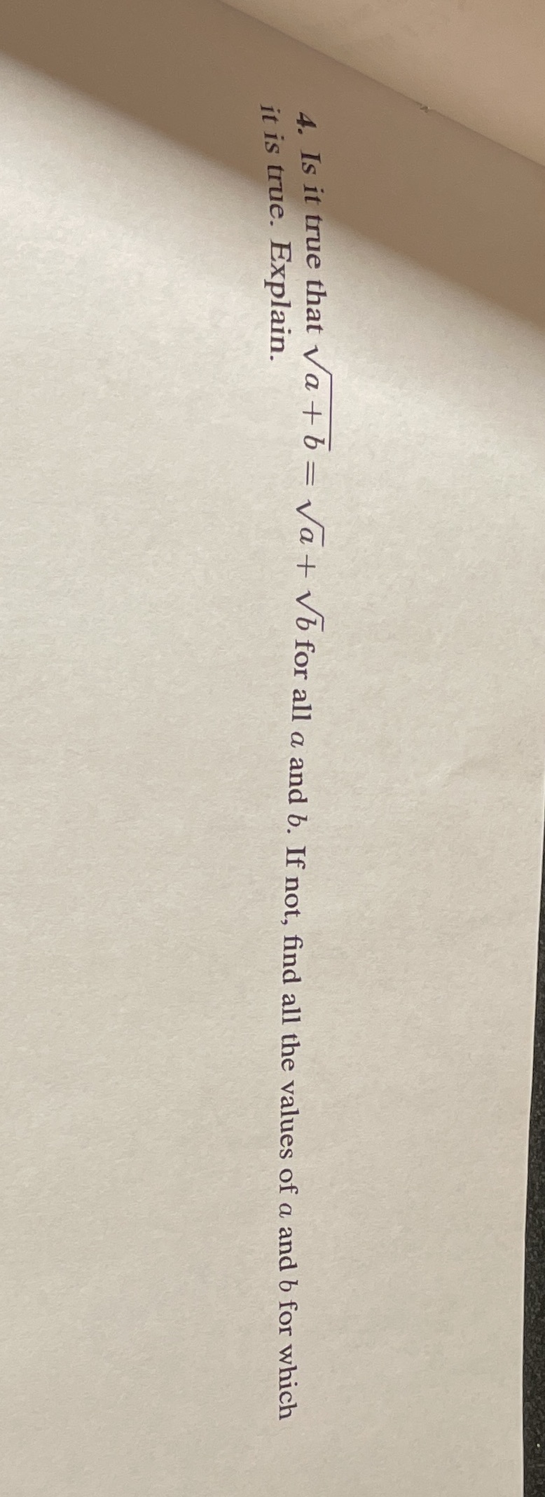 I need help 4 Is it true that va + b = va + vb