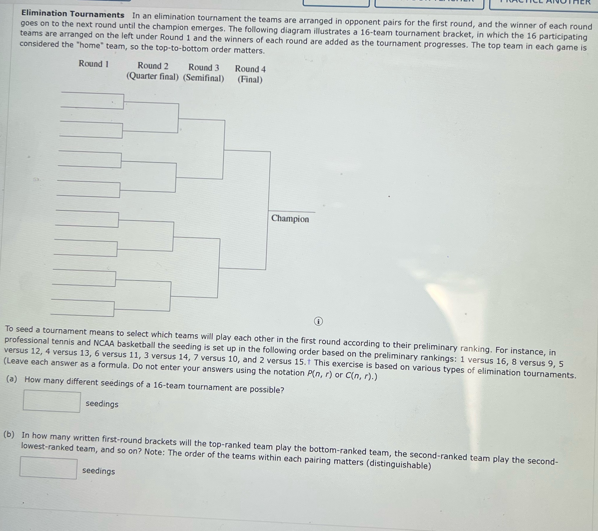 Elimination Tournaments In an elimination