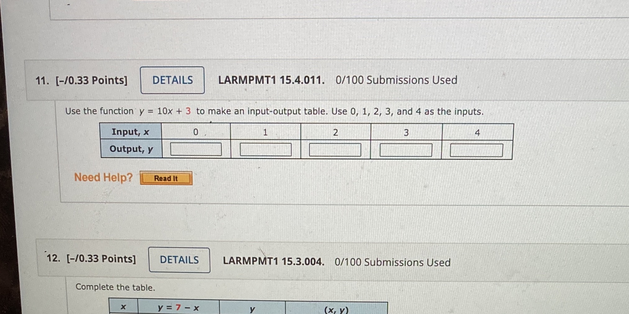 11. [-/0.33 Points] DETAILS LARMPMT1 15.4.011.