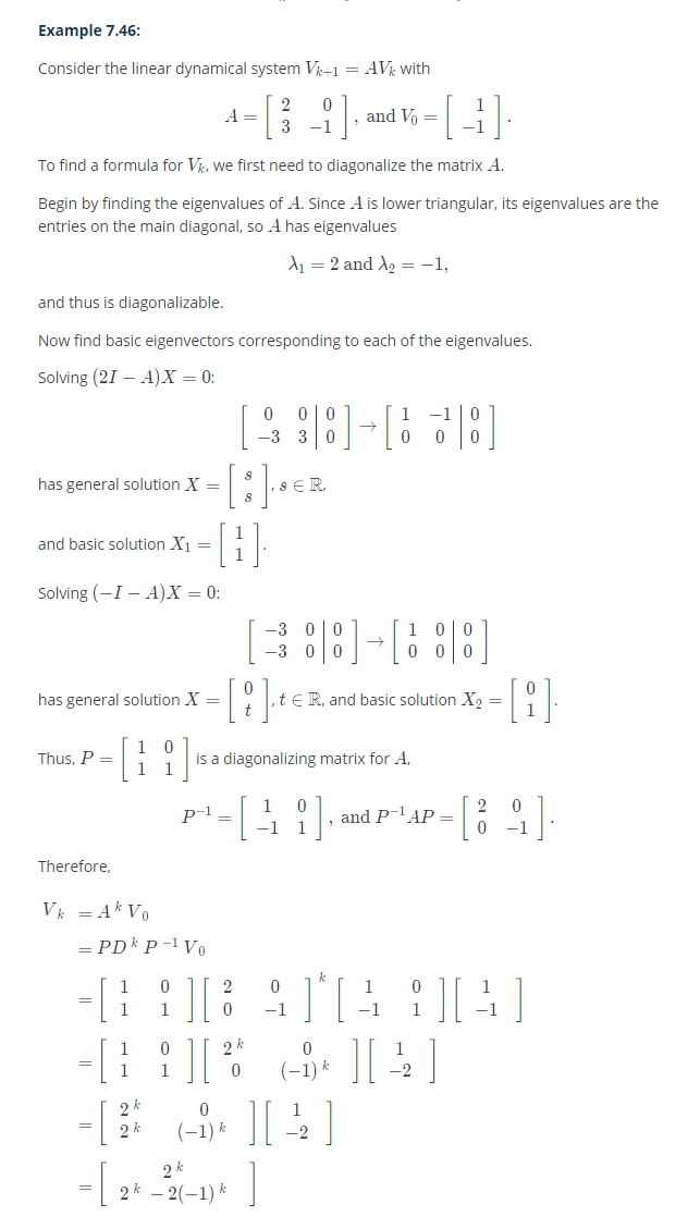 Example 7.46: Consider the linear dynamical