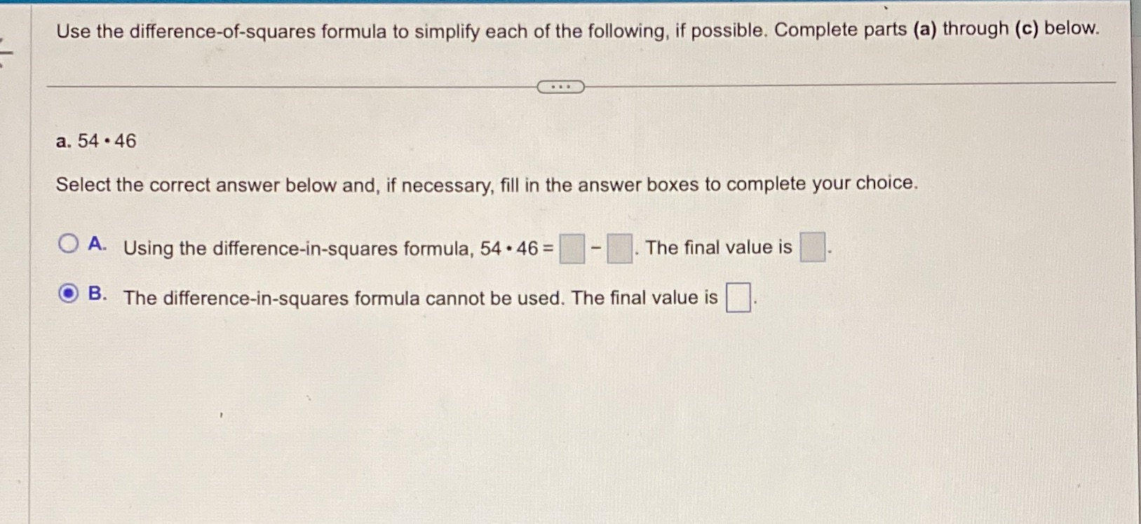 Use the difference-of-squares formula to simplify
