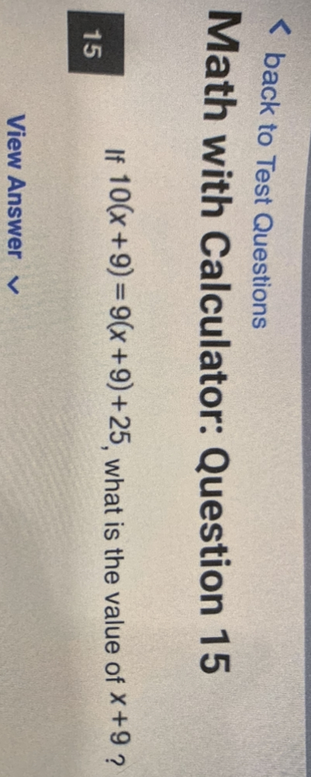 < back to Test Questions Math with Calculator: