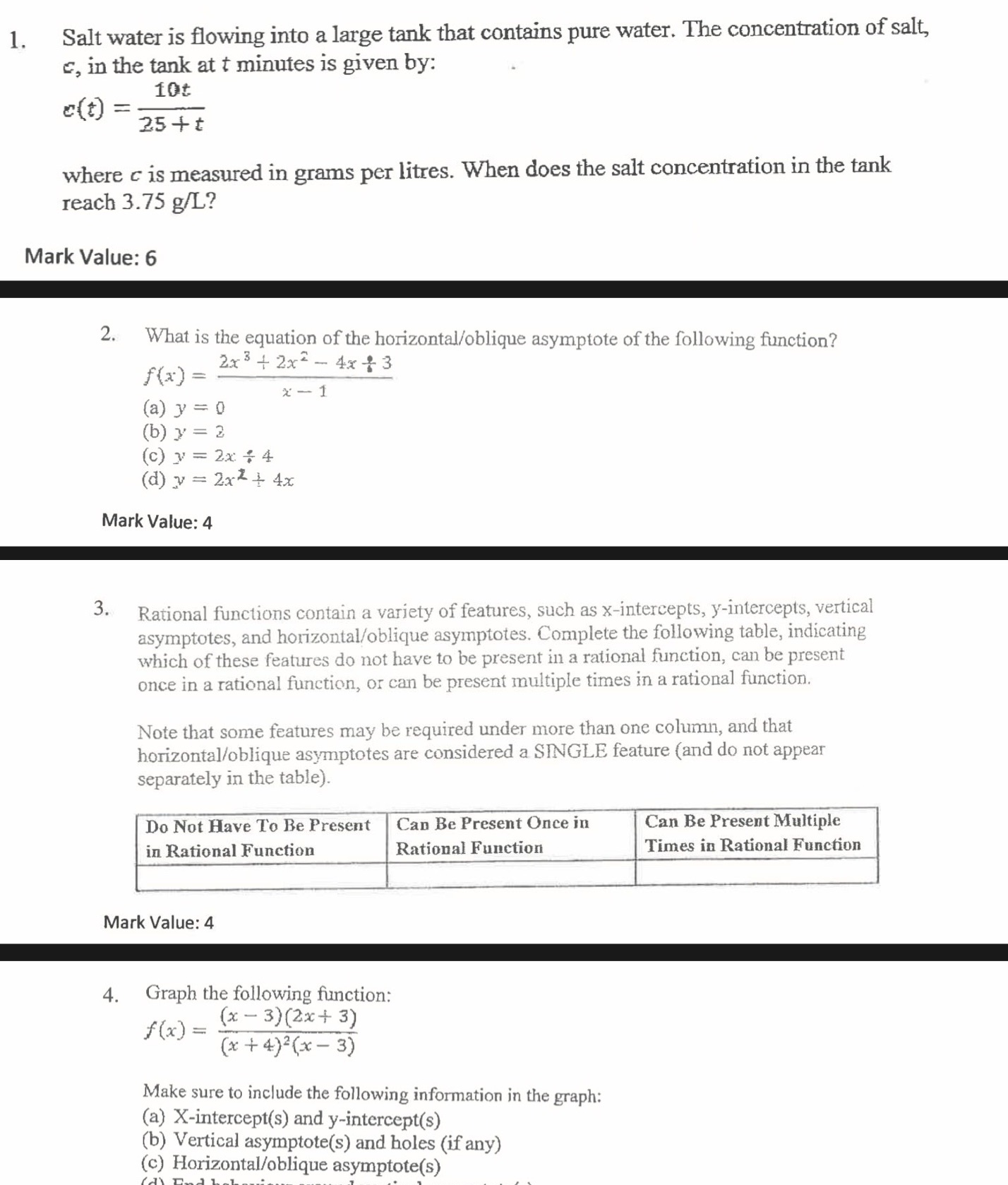 question1-4 Salt water is owing into a large tank