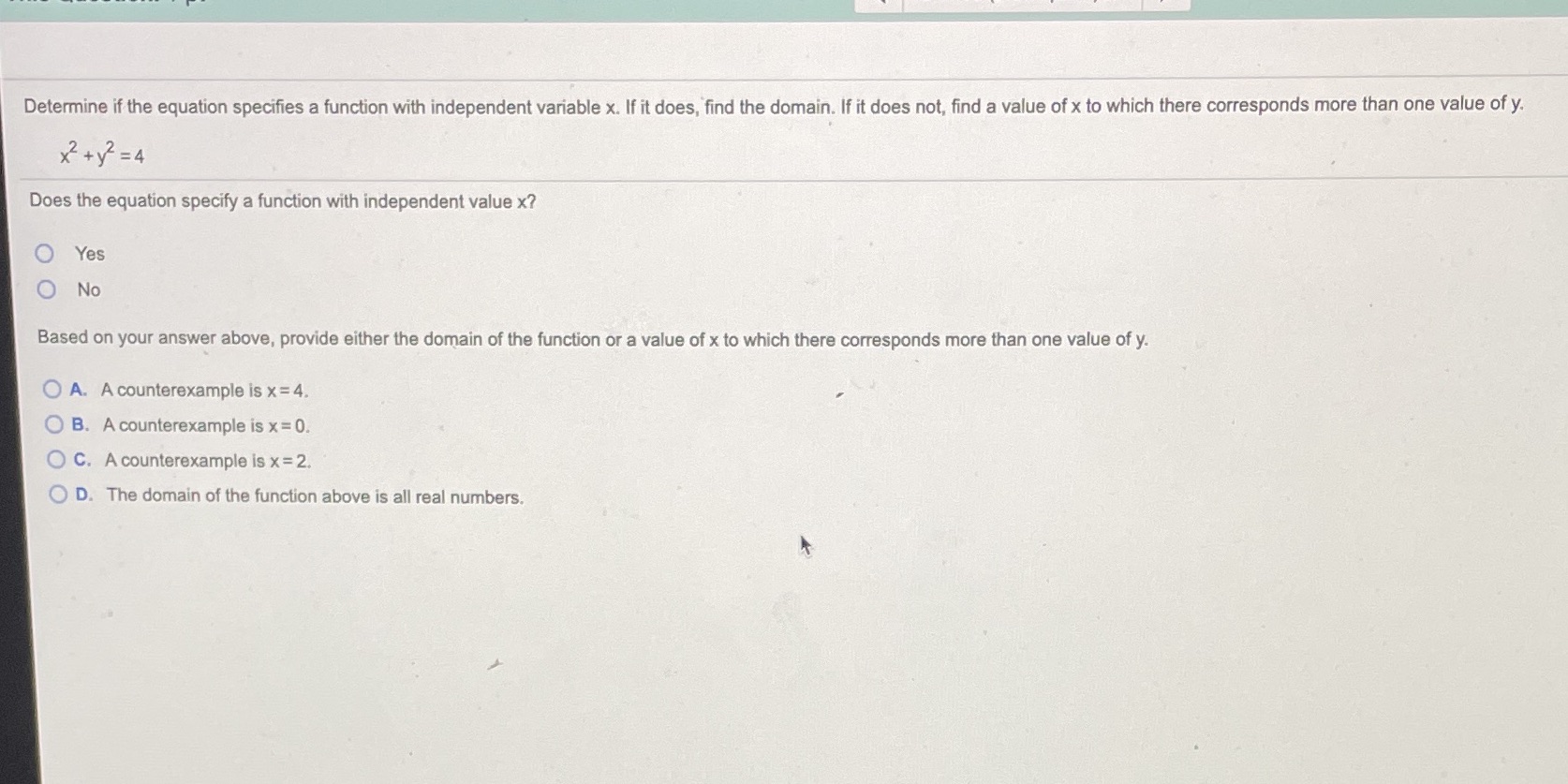 Determine if the equation specifies with