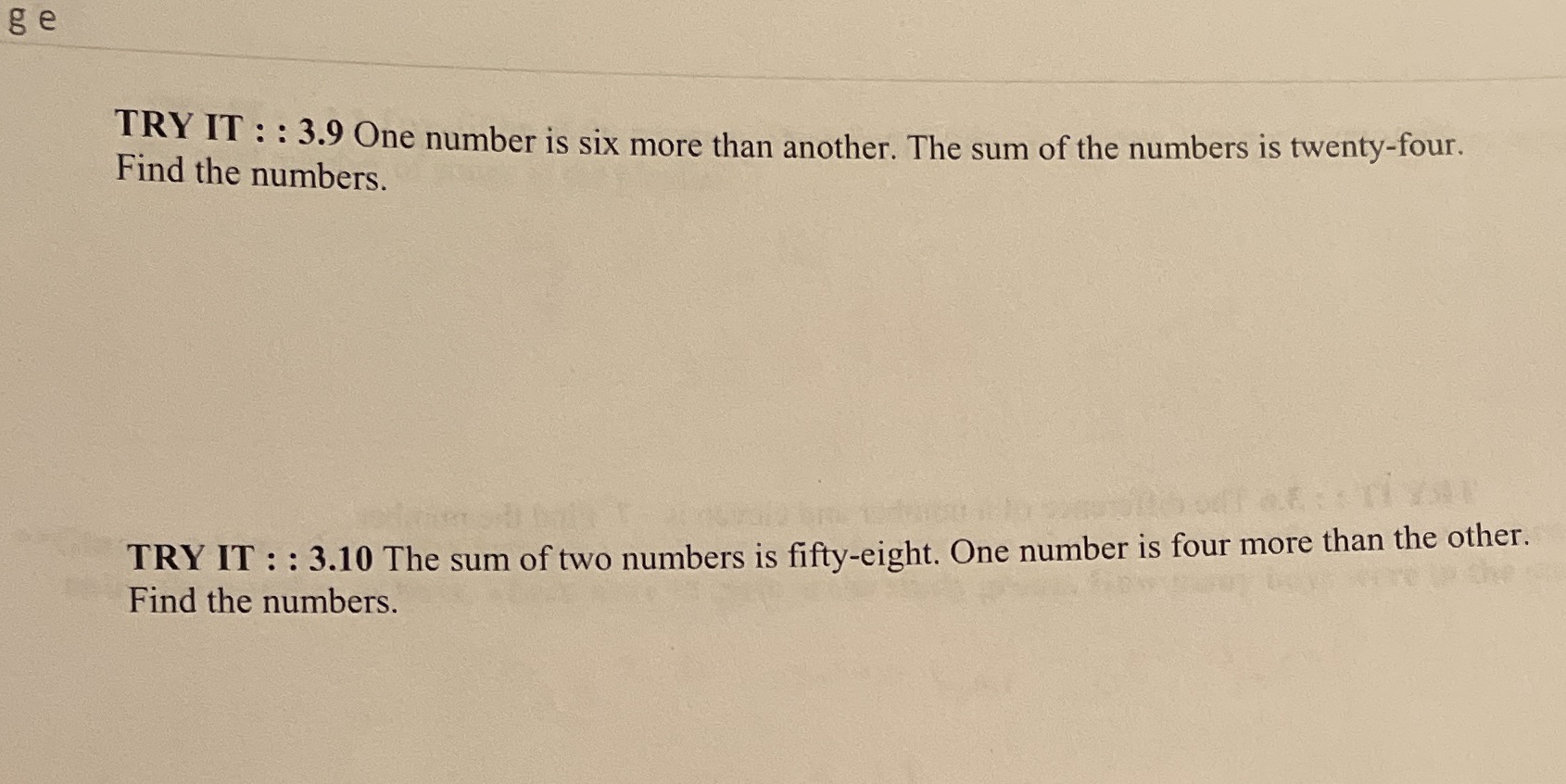 ge TRY IT : : 3.9 One number is six more than