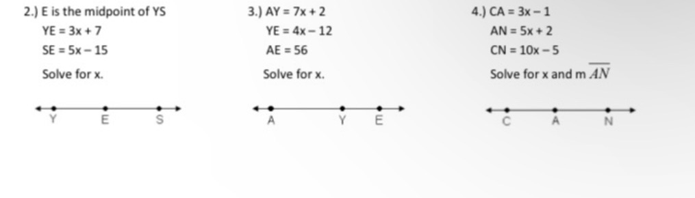 Please help, thank you! 2.) E is the midpoint of