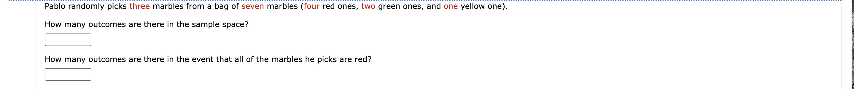 Suppose two dice (one red, one green) are rolled.