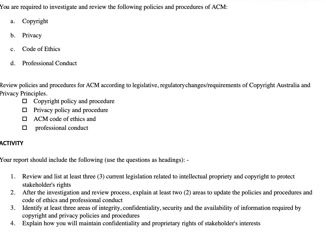 You are required to investigate and review the