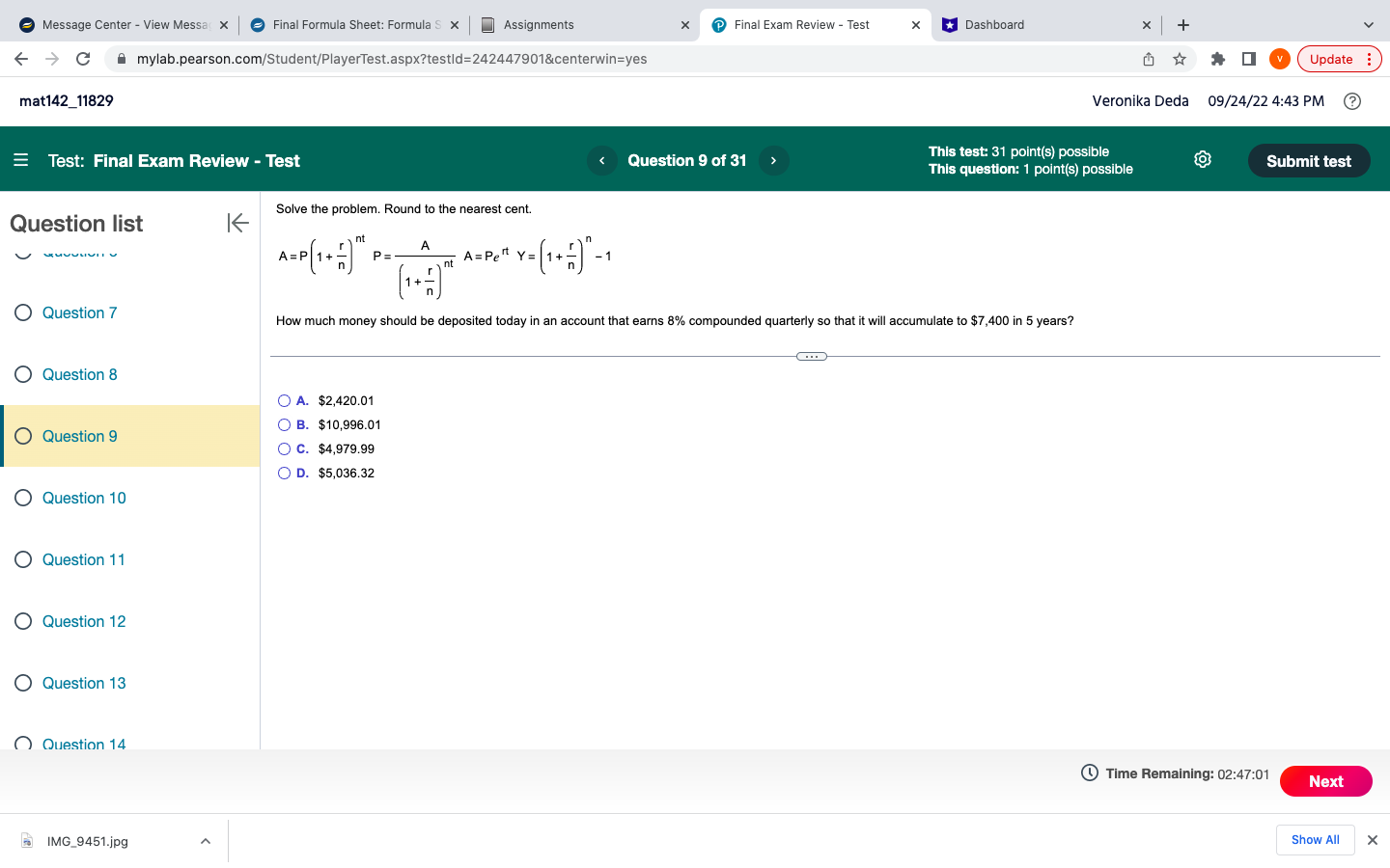 Message Center - View Messa X Final Formula
