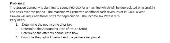Problem 2 The Graven Company is planning to spend