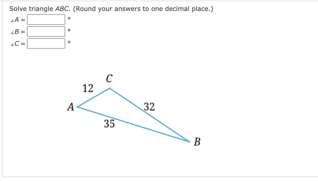 Solve triangle ABC. (Round your answers to one