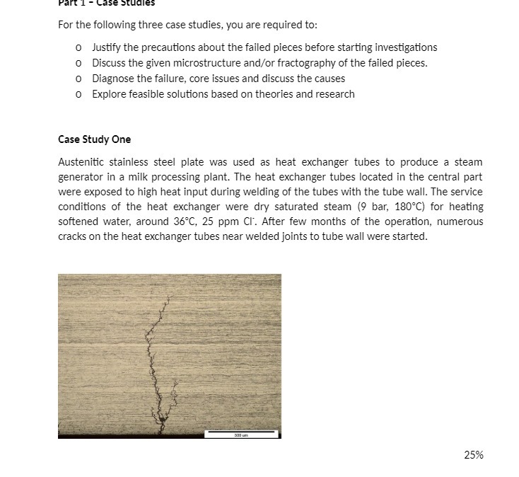 For the following three case studies, you are