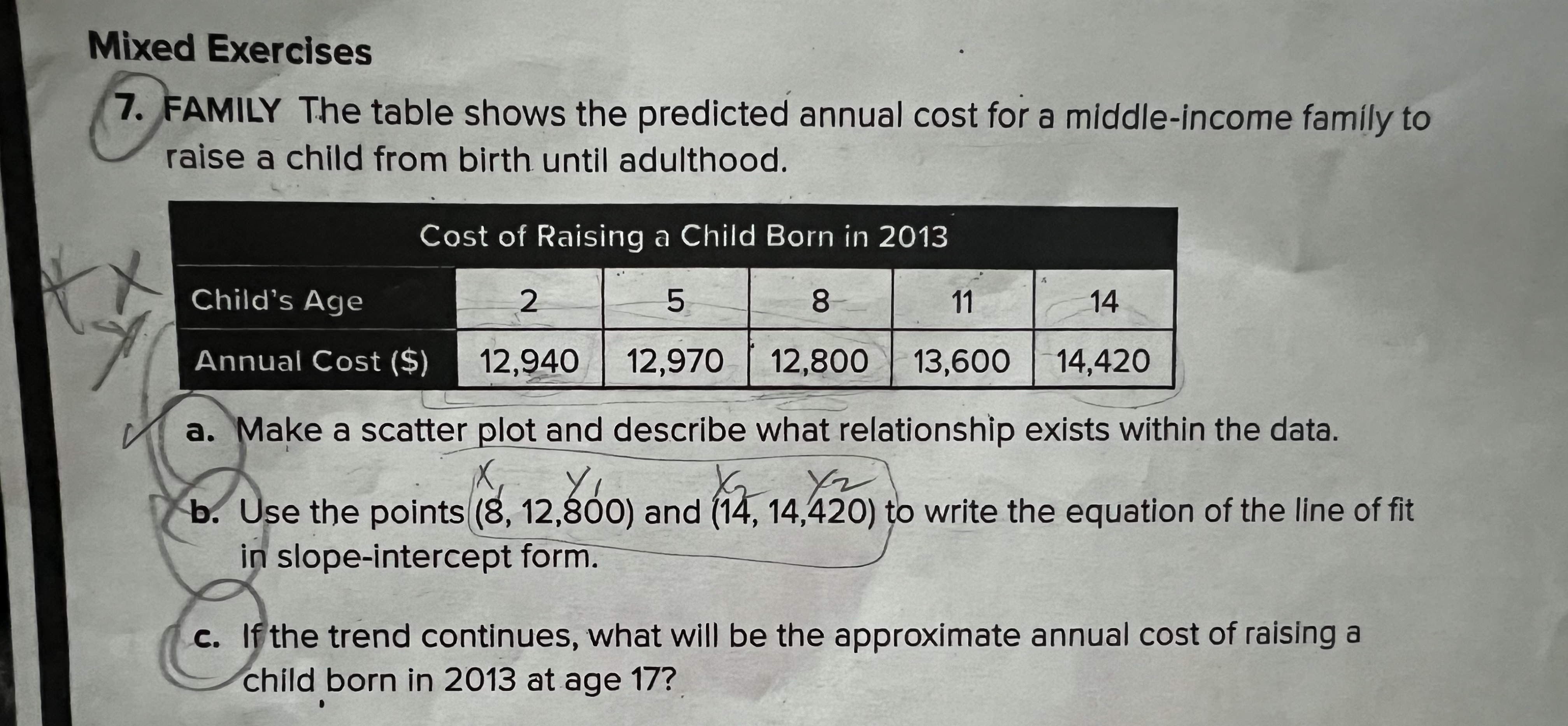 Mixed Exercises 7. FAMILY The table shows the