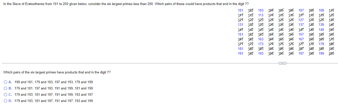 In the Sieve of Eratosthenes from 101 to 200